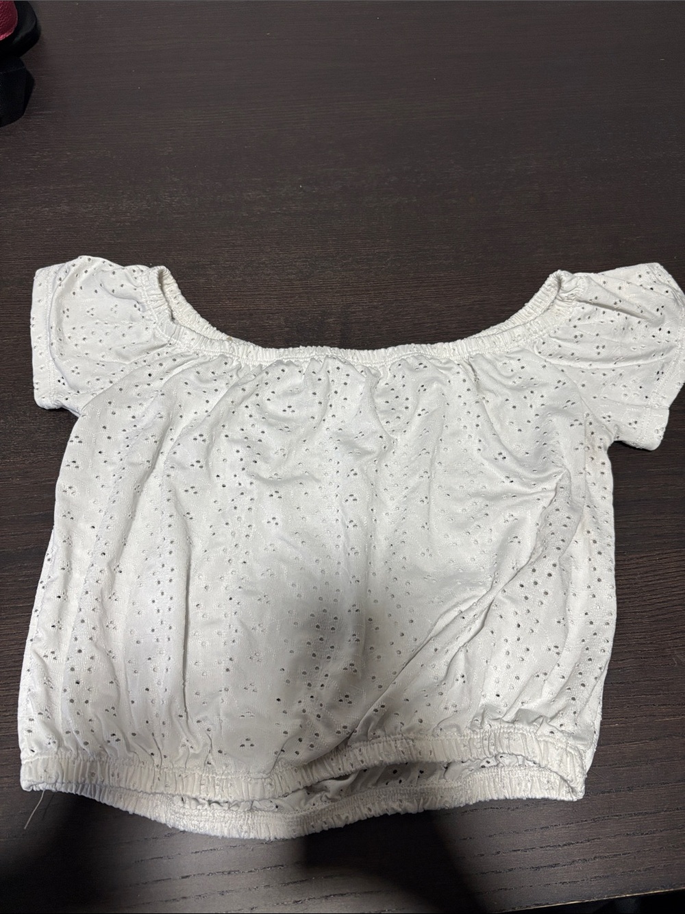 White Eyelet Off-Shoulder Crop Top